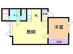 EASTHILL2 1LDKの間取図画像