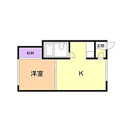 新富壱番館 1DKの間取図画像
