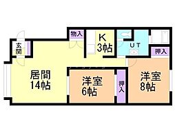 アクアマリンE 2LDKの間取図画像