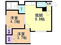 サンコート豊岡A 2DKの間取図画像
