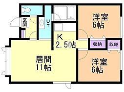 マエダハイツ2 2LDKの間取図画像