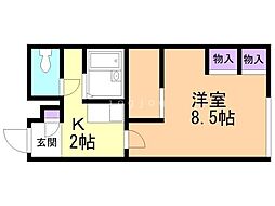 レオパレスK&H 1Kの間取図画像