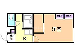 レオパレス大町 1Kの間取図画像