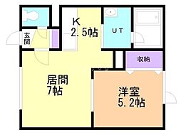 ブルータウン2 1LDKの間取図画像