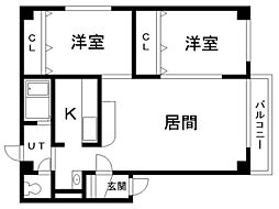 エスティパレスタイラ 2LDKの間取図画像