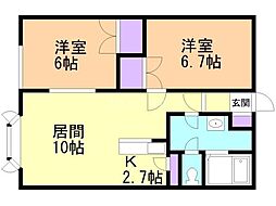 アイランドK 2LDKの間取図画像