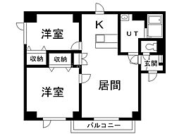 セトル・かわはら 2LDKの間取図画像