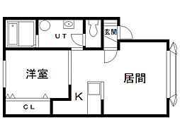 アリュール・東光 1LDKの間取図画像