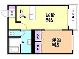 シャンノール医大前 1LDKの間取図画像