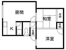 エルム豊岡 2DKの間取図画像