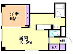 東ハイツ8・8 1LDKの間取図画像