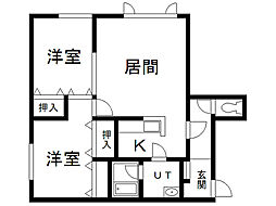 庄子コーポ2 2LDKの間取図画像