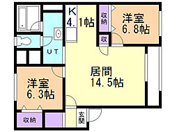 グランデ22 2LDKの間取図画像