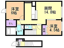 ラポーム・シャトン 2LDKの間取図画像