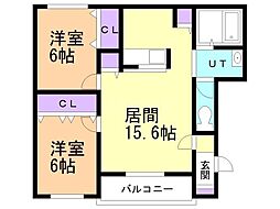 アルグレース豊岡 2LDKの間取図画像