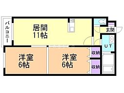 シャンノール山田 2LDKの間取図画像