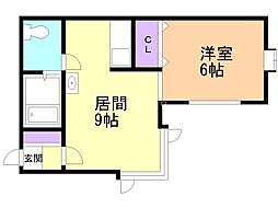 スカイハイツ大町2-2 1DKの間取図画像