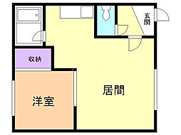 ハイツエルムB棟 1LDKの間取図画像