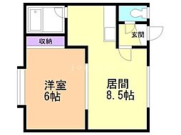 ながいマンション 1LDKの間取図画像