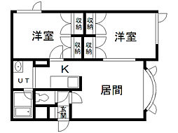 ハッピーシャトー2 2LDKの間取図画像