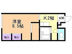 レオパレス白樺 1Kの間取図画像