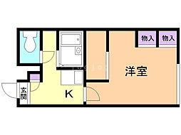 レオパレスミラク3 1Kの間取図画像
