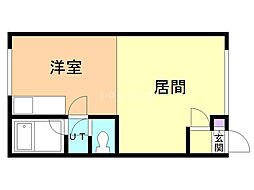 第5リバーハイツ藤 1LDKの間取図画像