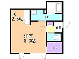 スカイヒルズ 1Kの間取図画像