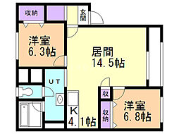 グランデ21 2LDKの間取図画像