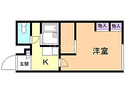 レオパレス大町 1Kの間取図画像