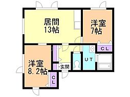 chiaki永山 2LDKの間取図画像