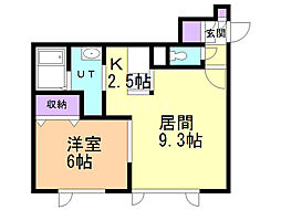 グランビア8-W4 1LDKの間取図画像