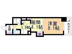 朝日プラザ旭川5条通 1DKの間取図画像