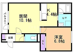 アルグレース北彩都 1LDKの間取図画像