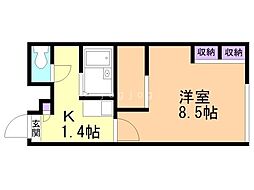 レオパレスルミエール 1Kの間取図画像