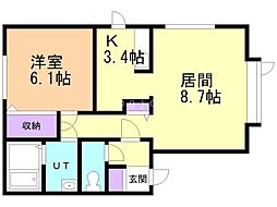 ノンシャラン 1LDKの間取図画像