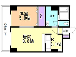 ルシェル常盤 1LDKの間取図画像