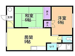 プラザはやし 2DKの間取図画像