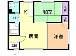 飛田コーポ 2LDKの間取図画像