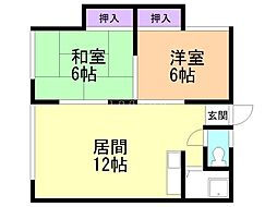 HK末広2・5 2LDKの間取図画像