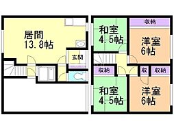 南4条杉山ハイツ 4LDKの間取図画像