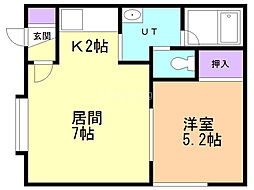 パラダイスE 1LDKの間取図画像