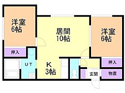 DOME北門 2LDKの間取図画像
