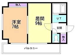 ESY旭川 1LDKの間取図画像