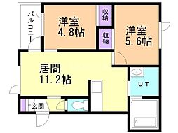 エムシー・コンフォート 2LDKの間取図画像
