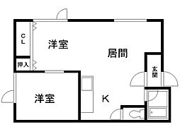 寿マンション 2LDKの間取図画像
