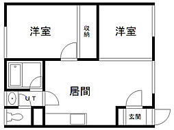 コーポ優栄B 2DKの間取図画像