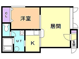 エリス・F 1LDKの間取図画像