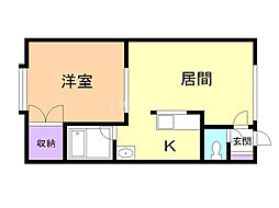 ロイヤルハウス豊岡 1LDKの間取図画像