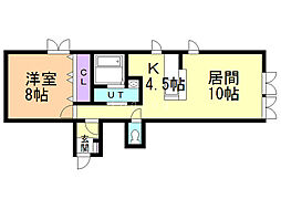 大橋ビル 1LDKの間取図画像